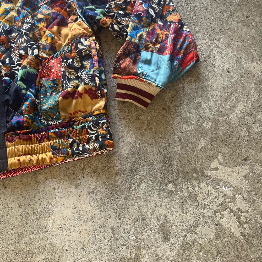 Free People Multicolor Quilted Patchwork Bomber J… - image 3